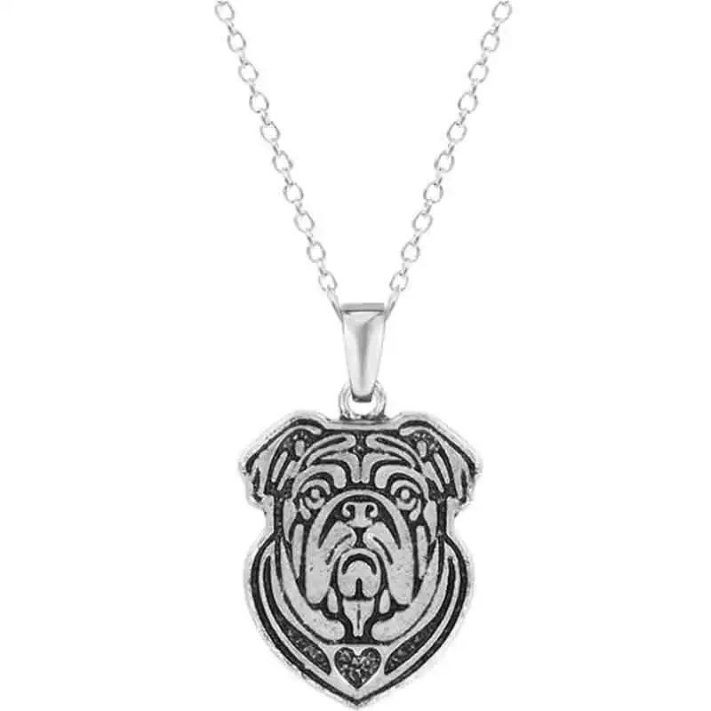 10pcs English Bulldog Pendant Necklaces Vintage Dog Puppy Boho Chic