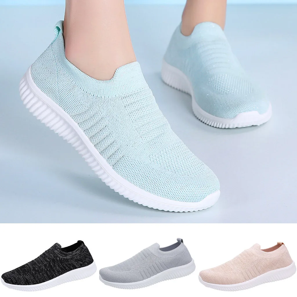 Women Fashion sport plat chaussures de loisirs respirant Lacets Tissé Baskets Chaussures