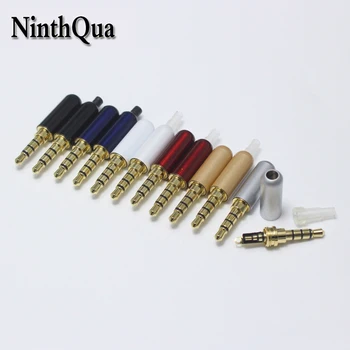 

100pcs Copper 3.5mm Audio Plug with Belt Clip Gold-plated 4Pole Male Adapter Earphone Plugs Connector DIY Stereo Headphone