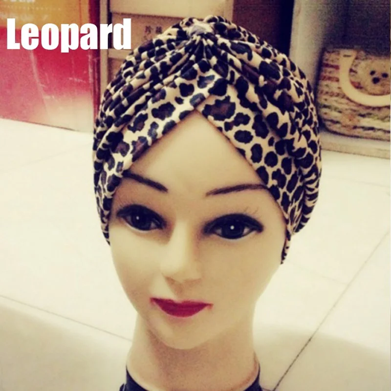 

2023 Fashion Leopard Gold Turban Chemo Hair Head Wrap Yoga Cap Bath Cap New Styles Women Hair Bands Accessories Head Wear Hot