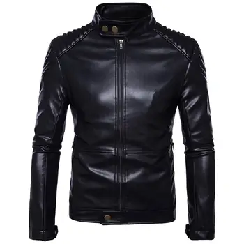 

MRMT 2020 brand men's jacket slim pu leather men's jacket zip collar stand casual leather jacket coat clothing