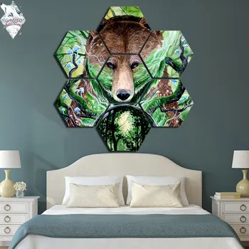 

Old King by Scandy Girl 7 pieces Fighting Bear Animals painting Wall Art Picture Gift Home Decoration Canvas Print painting