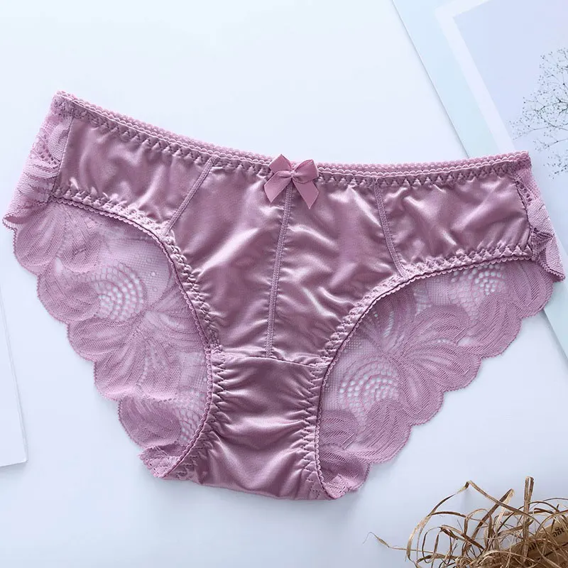 SP&CITY European Style Silk Women Lace Underwear Sexy Transprent Panties Female Lingerie Crtoch Cotton Briefs Hollow Out Panties