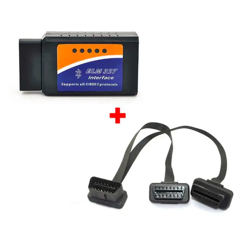 Супер Bluetooth Elm 327 OBD Кабель-адаптер, спасательный пакет ELM327 V2.1 считыватель кодов и OBD2 16pin удлинитель автомобильный диагностический инструмент