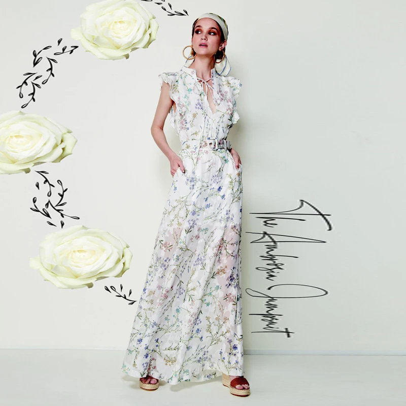 

Long Dress Maxi High Quality Summer New Women'S Fashion Party Boho Beach Sexy Vintage Elegant Chic Print Chiffon Vest Dresses