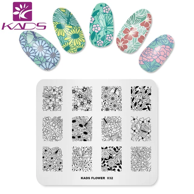 kads flower 032 cute flower bloom nail art stamping plate nail art