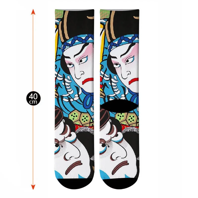 Новинка Длинные мужские носки Ukiyoe с 3D принтом в японском стиле уличные масляным