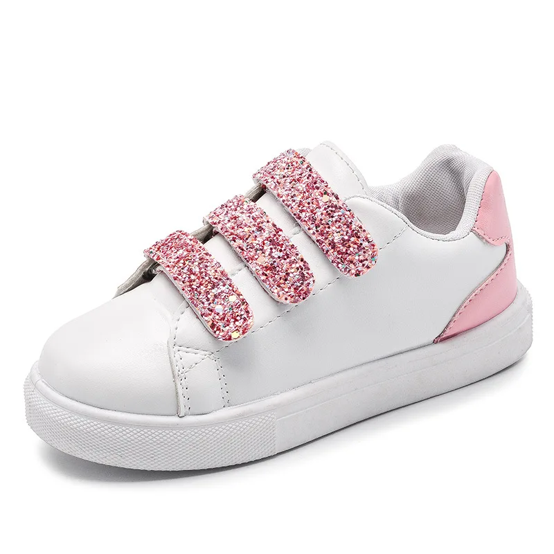 2019 Spring Girls Casual Flat Sneakers Children Sequin Glitter Hook and Loop shoe Kids Boys Comfortable Sports Shoes 2019 Spring Girls Casual Flat Sneakers Children Sequin Glitter Hook and Loop shoe Kids Boys Comfortable Sports Shoes