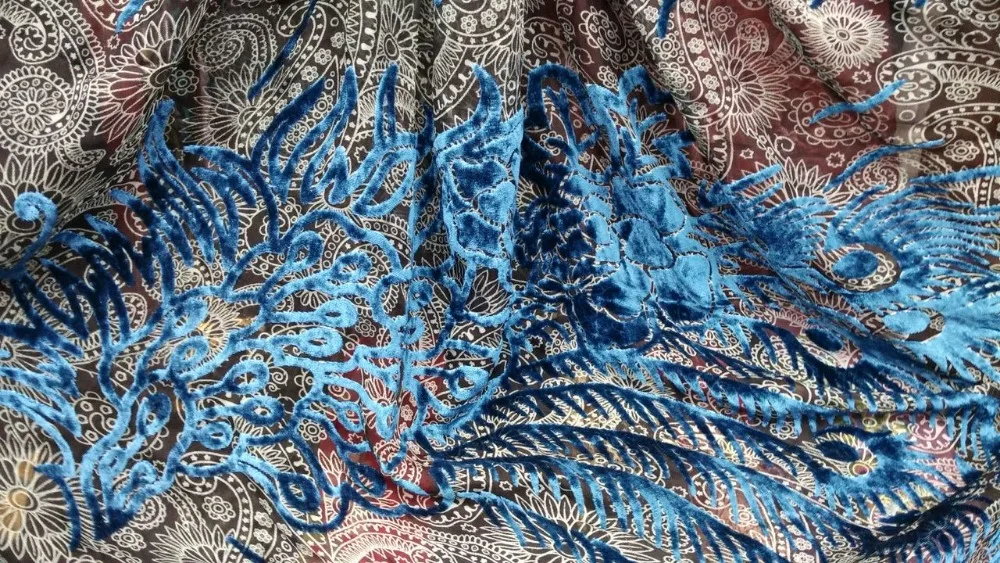 Африканский высокое качество Шелковый бархат tissu шторы ткань синий Феникс цветы волосы хлопок /розничная telas платье ткань шелк новогодняя ткань велюр ткань шелковое платье атлас ткань