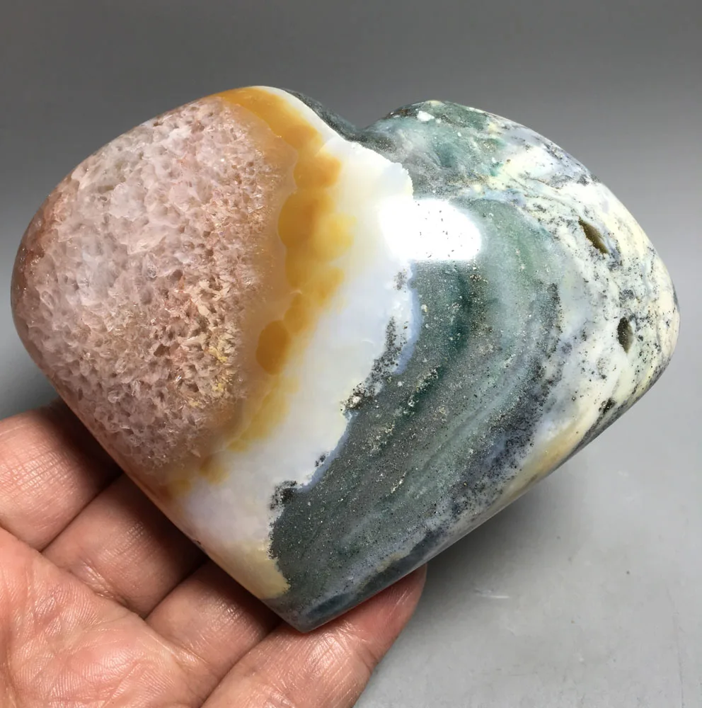 

445g NATURAL OCEAN JASPER QUARTZ CRYSTAL HEART HEALING Specimens stones and crystals minerals Madagascar