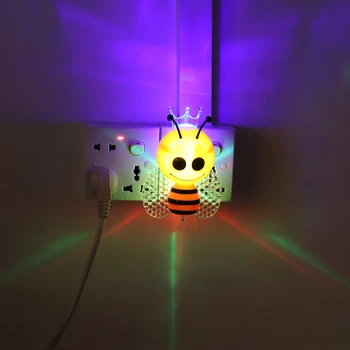 

LED Cute Bee Night Light 7 Colorful Battery Silicone Soft Kid Bedside decorate light Baby Nursery Cartoon Lamp for Children Gift