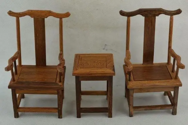 A Set Of Exquisite Chinese Classical Collectible Decorated Wonderful Handmade Mini Chair & Table Statues A Set Of Exquisite Chinese Classical Collectible Decorated Wonderful Handmade Mini Chair & Table Statues