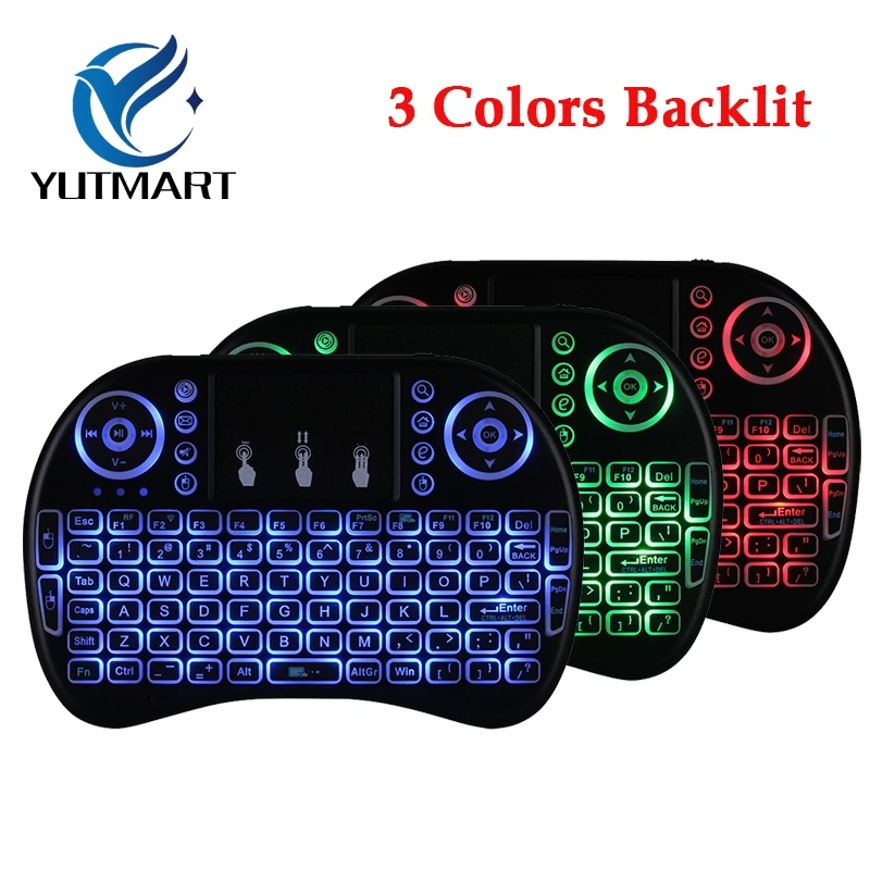 

i8 Russian English 2.4GHZ mini backlight gaming Wireless Keyboard Backlit Touch Pad qwerty air mouse for Laptop PC Smart tv box
