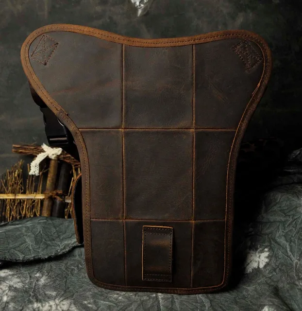 Luxury Natural Leather Design men vintage Coffee Small Belt Messenger Bag Design Fanny Waist Pack Drop Leg Thigh Bag Pouch 3106 3