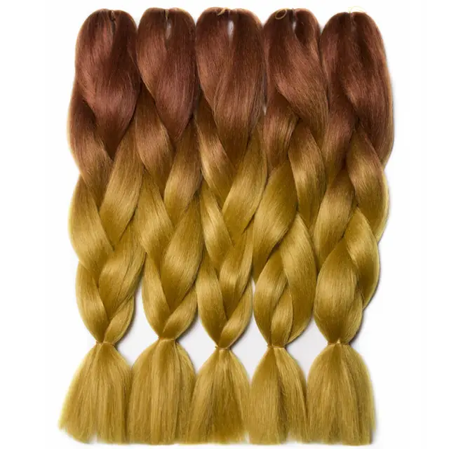 Feilimei Three/Two Tone Colored Crochet Braids Kanekalon Hair 24(60cm) 100g/pc Synthetic Ombre Jumbo Braiding Hair Extensions -