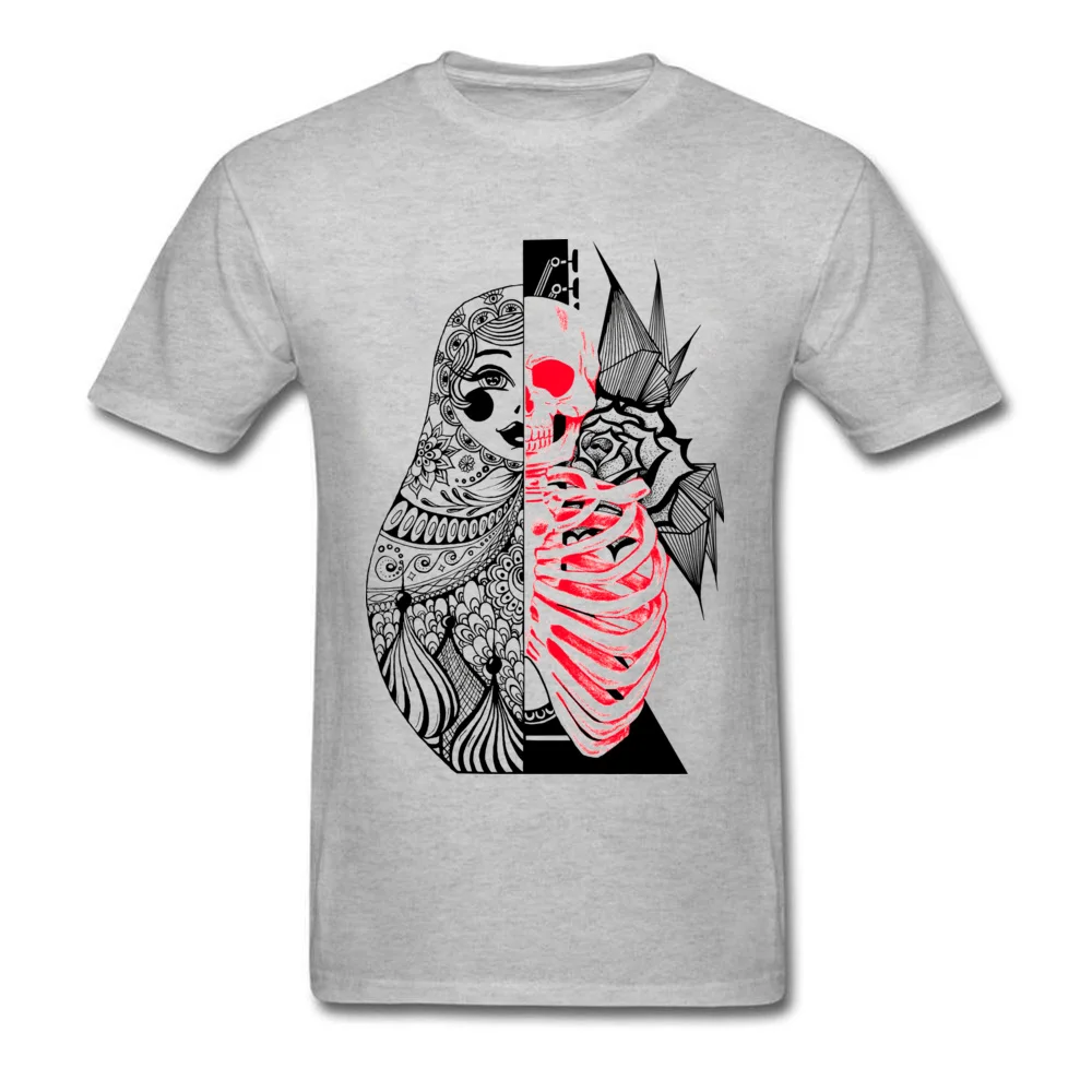 Adult 2018 Hot Sale Tees O-Neck Summer Fall 100% Cotton Top T-shirts Simple Style Short Sleeve Macabre Matryoshka Sweatshirts Macabre Matryoshka grey