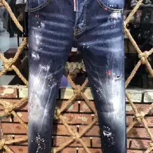 Новые мужские джинсы Рваные для мужчин обтягивающие DSQ джинсы, мужские брюки джинсы на молнии Верхняя одежда мужские брюки 9505
