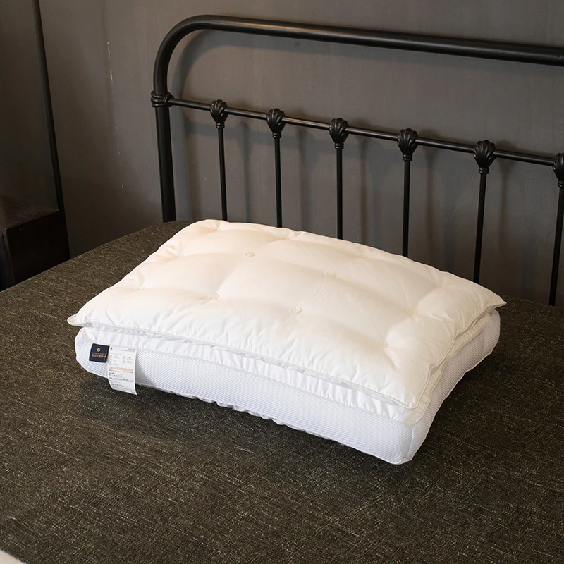 White Solid Double deck thick Bed Pillows 48x74cm Cotton Polyester