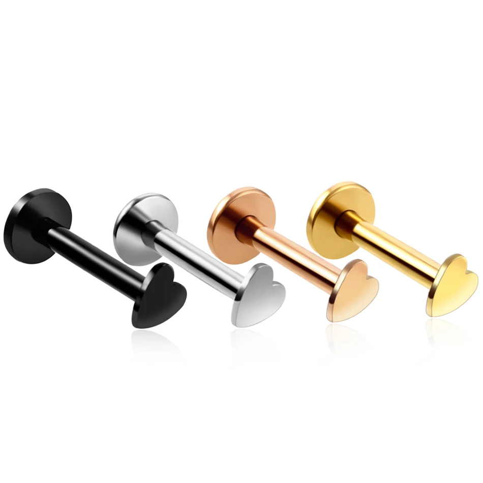 Piercing Jewelry 1PC Steel Internally Thread Heart Star Labret Stud Lip Ring