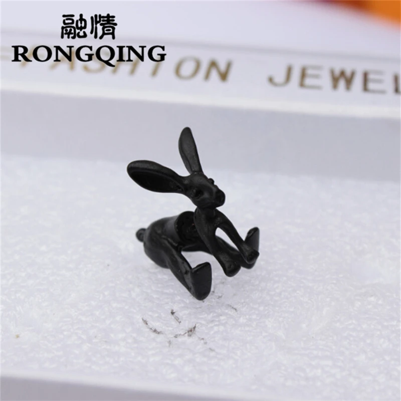 RONGQING 1 шт бохо шик 3D животное кролик серьги в готическом стиле милый для женщин