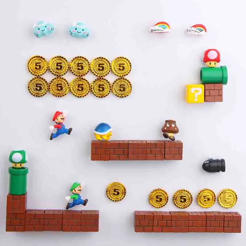 Новые 47 шт. комбинация 3D Super Mario Bros. Магниты на холодильник стикер сообщений домашний декор детские игрушки подарок на день рождения