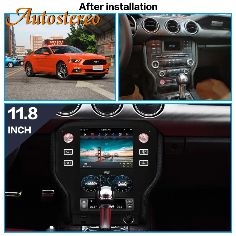 

Android 7 Tesla style Car No DVD Player GPS Navigation For Ford Mustang 2015+ stereo headunit multimedia radio tape recorder IPS