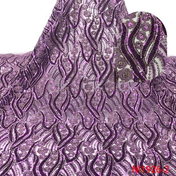 

2019 Best Selling Embroidery Lace Fabrics African Sequence Lace French Net Lace Fabric for Party Dress NI1926