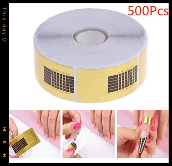 

New 500Pcs Nail Extension Golden Self-Adhesive Sticker Guide Nails Art Tool Nail Form For Acrylic UV Gel Tip Square Paper