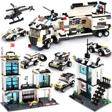 KAZI Toy 536pcs Police Station Education Block Toys Maritime Building Block Set Figures Bricks Boys Toys Compatible With Lepin lepin 16051 creative ideas pirates of caribbean ship in a bottle building block bricks kids toys clone legoings 21313 lepin toys
