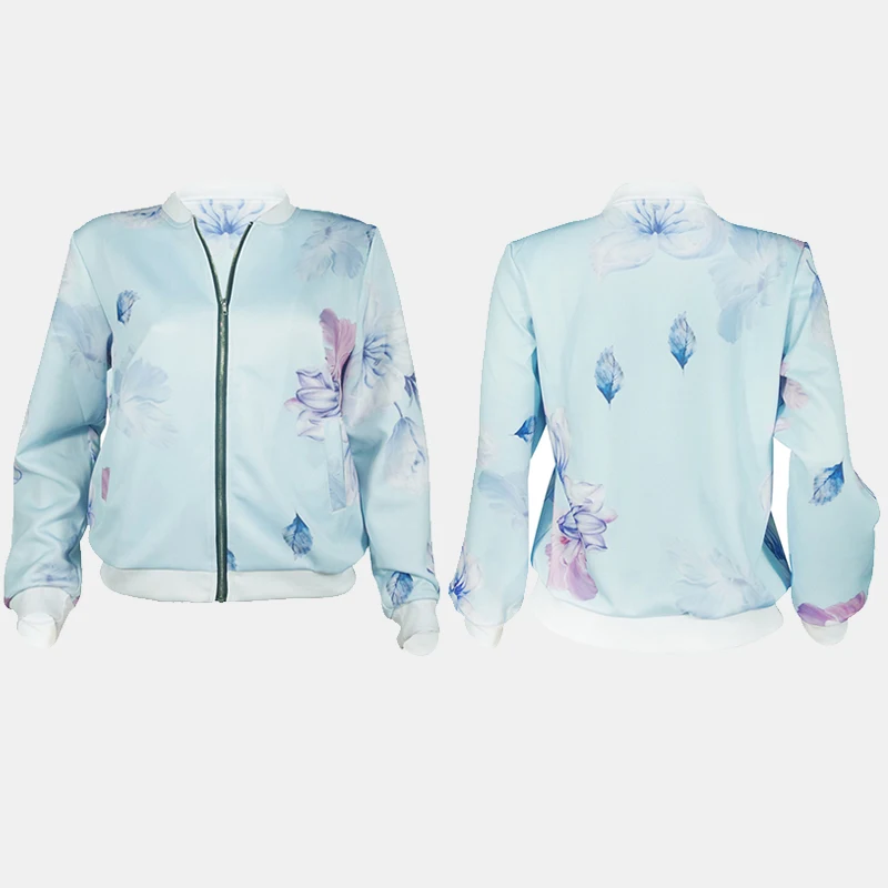 Floral Print Women Bomber Jackets With Pockets Long Sleeve Zipper Womon Coats 2019 Autumn Fashion Feminine Baseball Female Tops