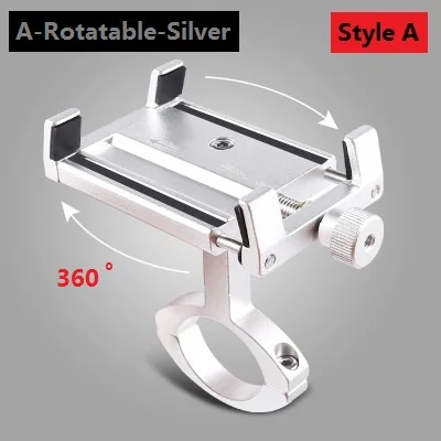 A-Rotatable-Silver Алюминиевый сплав, держатель для телефона для мотоцикла, велосипеда, для iphone 11, подставка, поддержка телефона, мото держатель для gps, держатель для руля велосипеда - Цвет: A-Rotatable-Silver