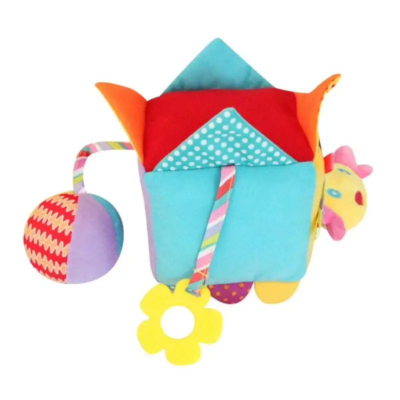 Baby Crib Bed Stroller Hanging Bell Toys Infant Plush Rattles Toy Baby 3D Block Shape sound Maker Shaking Toys Graping Rattles