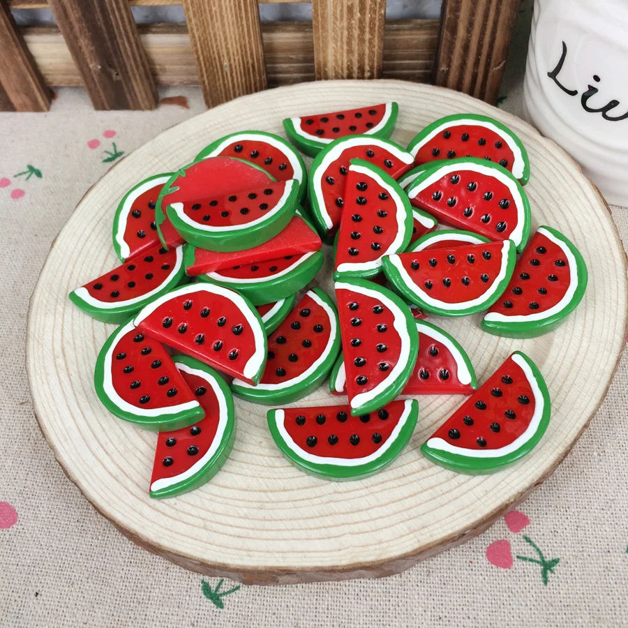 

Kawaii Flatback DIY Watermelon Fruit Resin Cabochons Flat Back Scrapbooking Embellishment Decoration Crafts Making:17*35mm