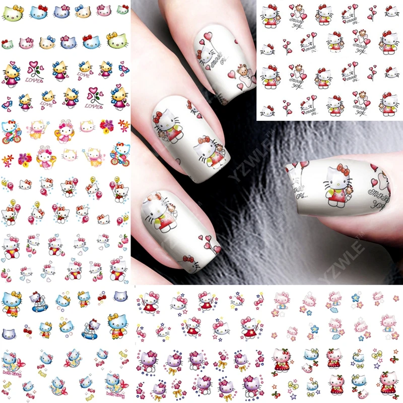 12pcs/lot Hello Kitty nail art stickers nails decorations accessoires