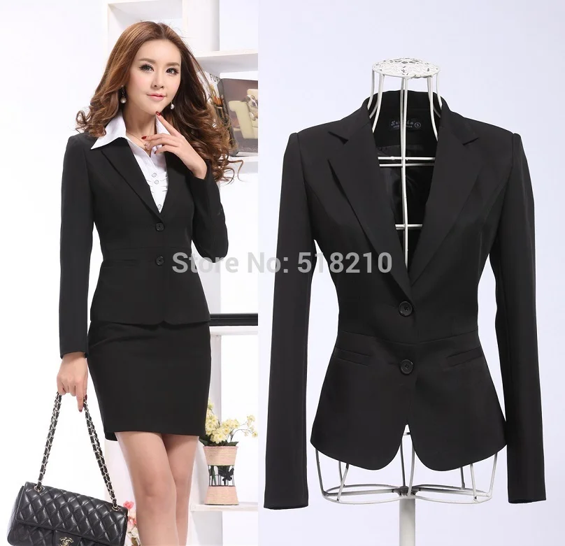 Элегантный черный весенний осенний деловой Для женщин куртки пальто пиджаки Топы Blaser для женские Офисные блейзеры, униформы Пиджаки Плюс Размеры