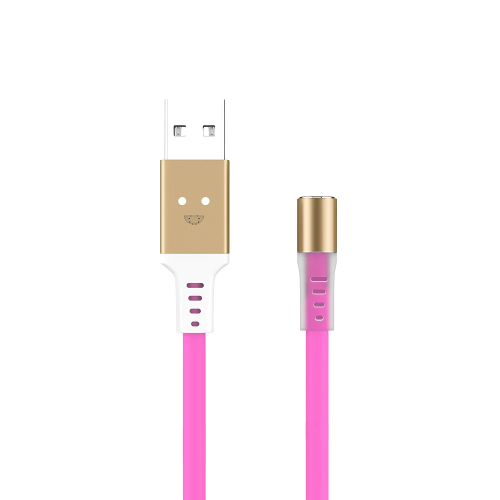 KISSCASE светодиодный 1 м Магнитный Micro USB кабель для зарядки type C кабель для быстрой зарядки для Xiaomi huawei samsung магнитное зарядное устройство, кабель шнур - Цвет: Pink Cable