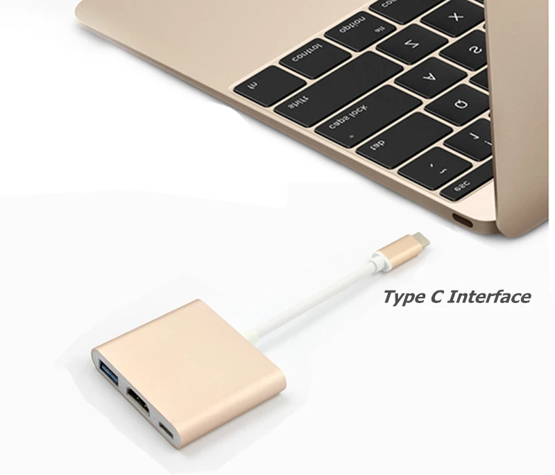 Trumsoon type C USB-C HDMI USB-C USB3.0 конвертер USB3.1 концентратор адаптер удлинитель 1080P для Macbook 1" Chromebook Pixel tv