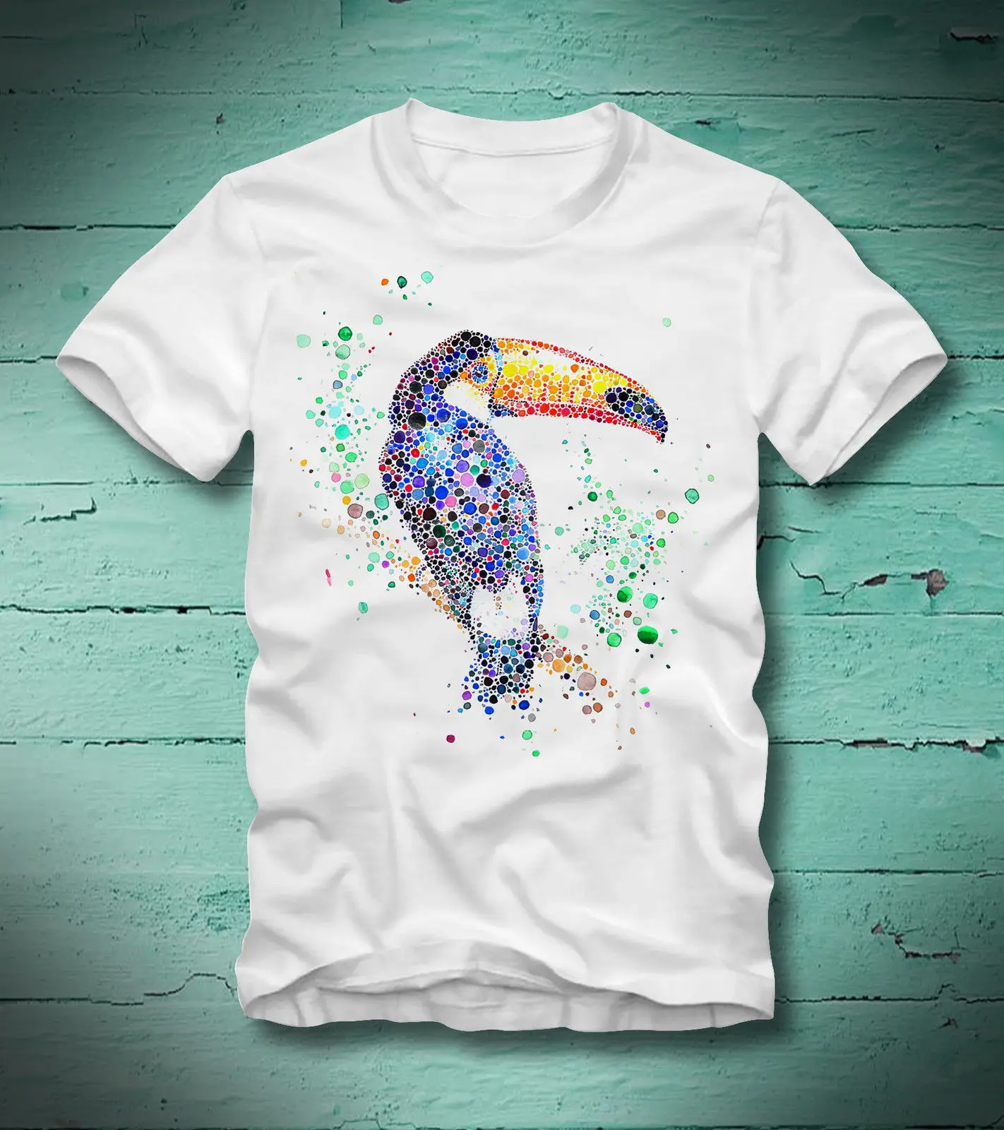 Футболка Тукан птица WATCHER VOGEL водного цвета TOUCAN nasorn HORNBILLCool Повседневная футболка