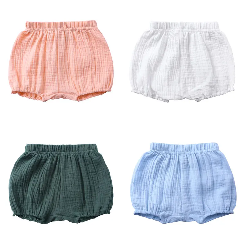 Pantalones cortos de verano para niños y niñas, shorts de algodón y lino, pantalón corto de moda para recién nacidos, 6 meses-4 años, color sólido