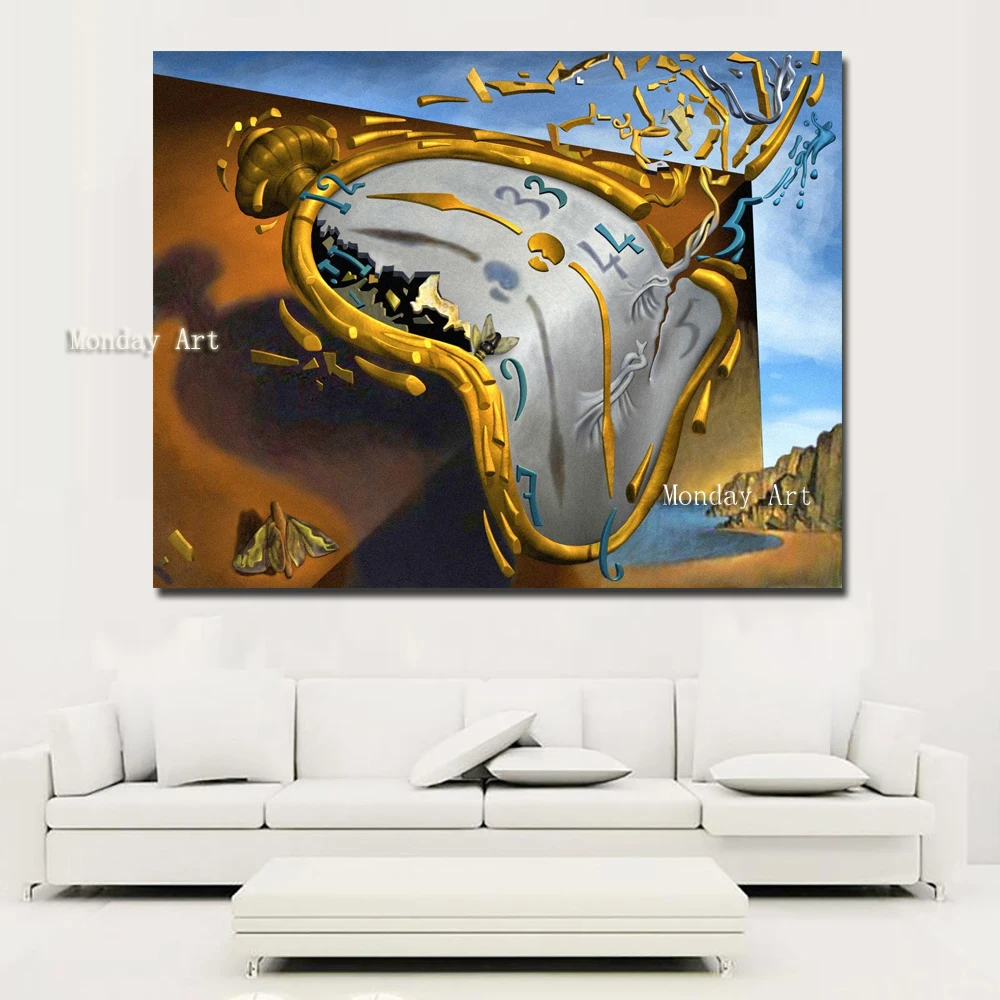 Salvador Dali, картина ручной работы, современная абстрактная работа, часы от Salvador Dali, Картина на холсте, Настенная картина для гостиной