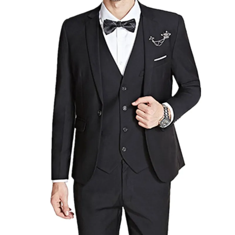 Mens Wedding Suits 3 Pieces One Button Groom Tuxedos Formal Business Suit Casual Suits