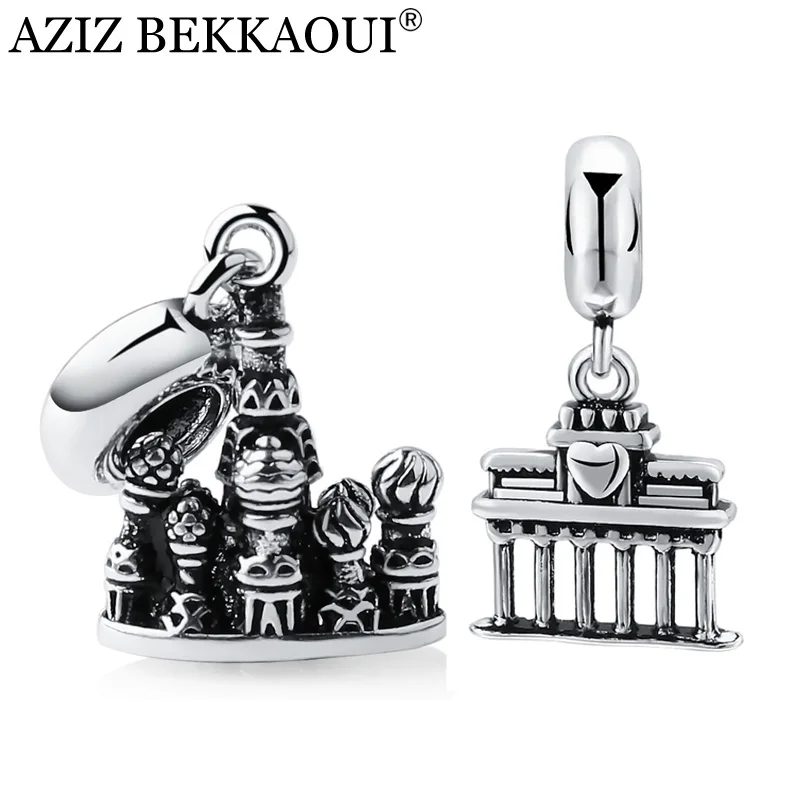 

Diy Silver Plated Charms Fit DIY Bracelet Diy St. Basil's Cathedral Charms Famous Buildings Scenery Pendants for necklace