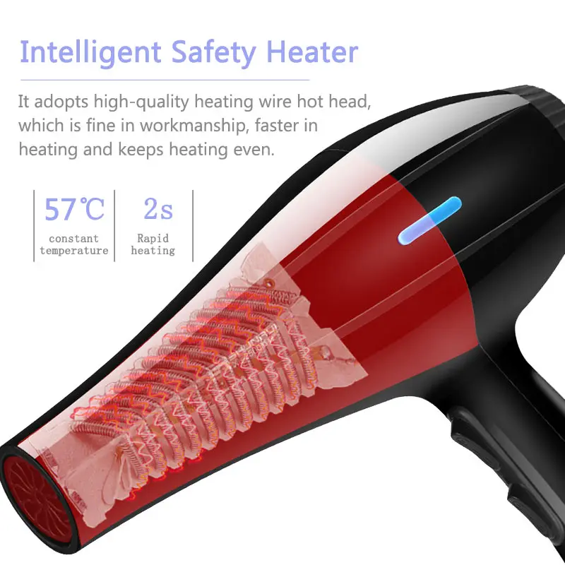 Secador de cabelo elétrico profissional poderoso anion