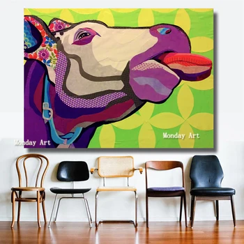 

Animal handpainted Canvas oil Paintings Modern Cow cartoon Painting For Living Room Decoration Wall Art home Decoration Pictures