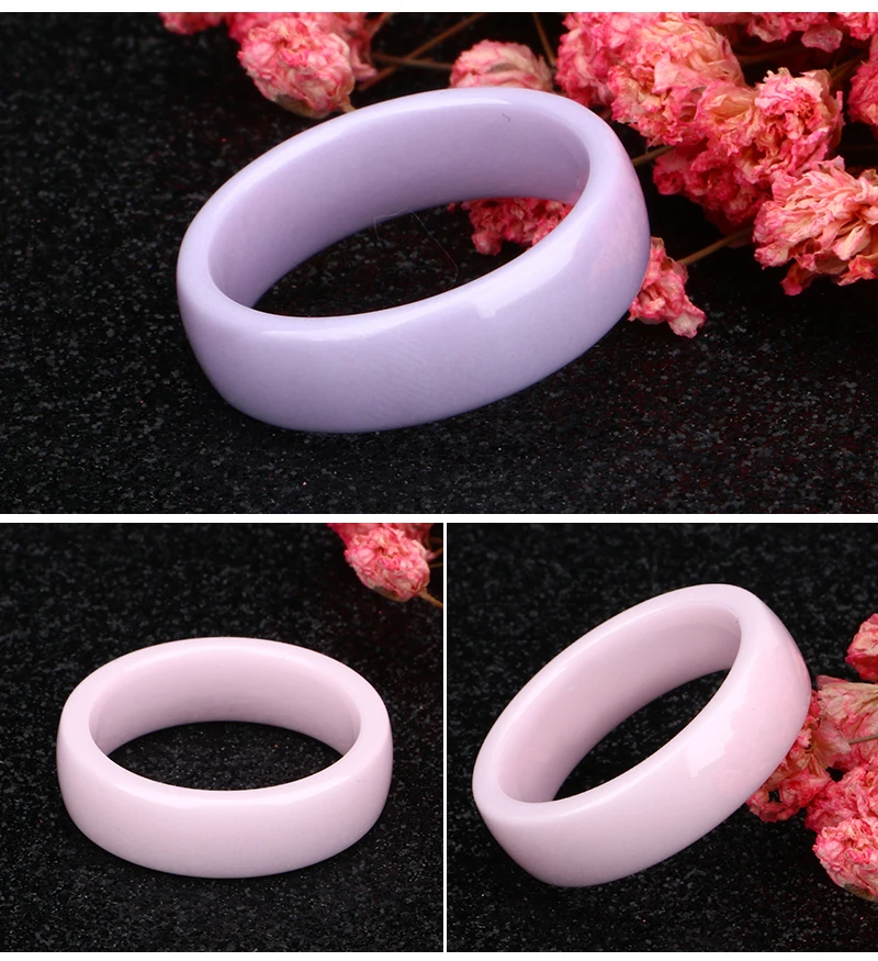 Модные шириной 6 мм, цвета: розовый, голубой, фиолетовый, Цвет Керамика кольца пространство Цвет Фул Керамика Для женщин кольцо простой гребень кольцо для Для мужчин Для женщин