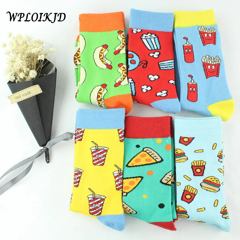 

[WPLOIKJD]Creative Hipster Harajuku Funny Socks Women Cute Pizza Avocado Pattern Skarpetki Socks Cartoon Fruit Calcetines Mujer
