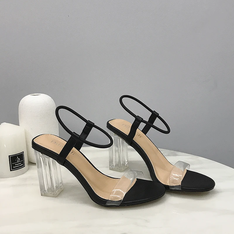 2019 Fashion PVC Jelly Sandals Crystal Open Toed High Heels Women Transparent Heel Sandals Waterproof Beach Sandals lady Shoes 2019 Fashion PVC Jelly Sandals Crystal Open Toed High Heels Women Transparent Heel Sandals Waterproof Beach Sandals lady Shoes