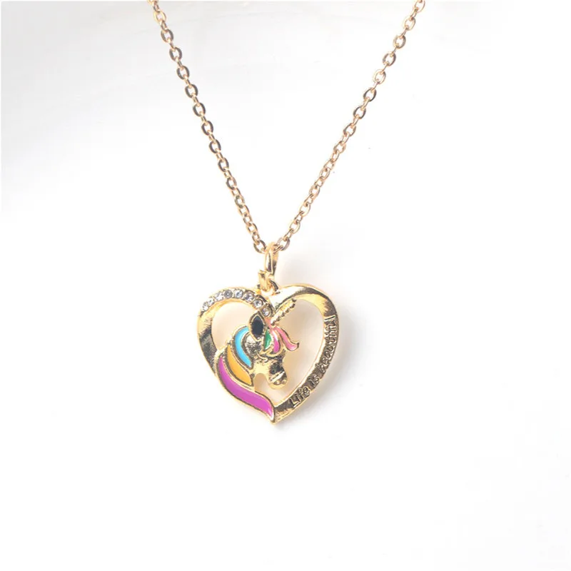 Life Is ожерелье с надписью beautiful с подвеской в виде сердца единорога для женщин, подарок для девочки-подростка, серебряная цепочка, ювелирное изделие