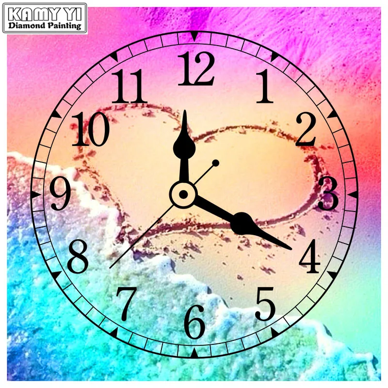 

5D DIY Diamond Painting Crystal Diamond Painting Cross Stitch Clock Beach Heart Needlework Crafts Home Decoration New Year Gifts