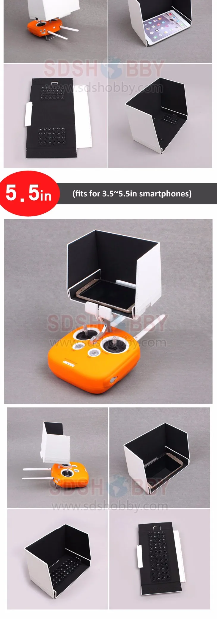 Aerial Photograph 5.5in Smartphone Sunshade 7.9in 9.7in Tablet Sunshade Sun Hood For DJI Inspire 1 DJI Phantom 4/3/2